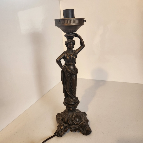 Vintage Other - Neo-Classical Style Figural Statue Table Lamp Bronze Tone 15" Vintage Art Deco